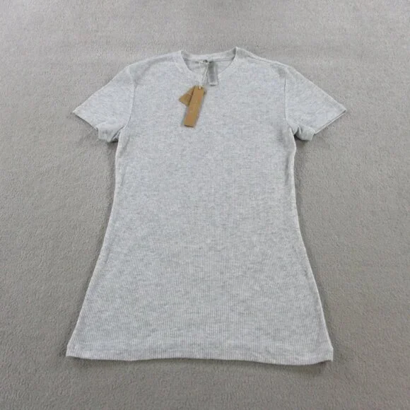 SKIMS Threadbare Rib Crewneck Standard T Shirt Womens Small Light Heather Gray - Picture 2 of 8